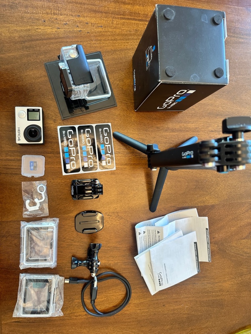 GoPro HERO4 Silver Bundle with Accessories and stick with built in tripod